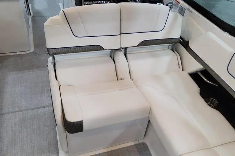 Slide: The Image of Interior of 2025 Formula 310 Bowrider I/O with luxurious white seating. - 30
