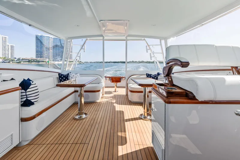 Slide: The Image of Luxurious 2000 Rybovich Sportfish yacht interior with elegant seating and ocean view. - 27