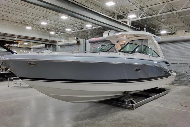 Slide: The Image of 2025 Formula 350 Crossover Bowrider I/O in a shipyard. - 27