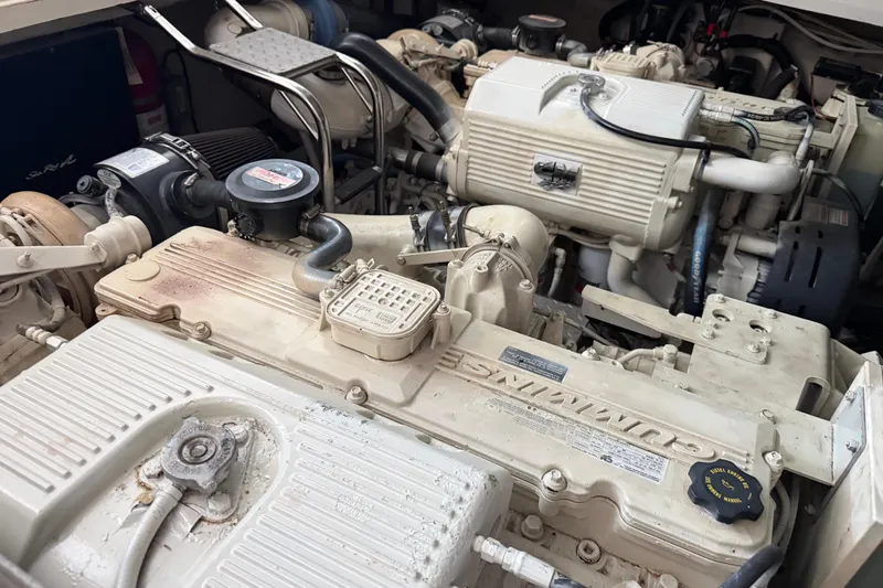 Slide: The Image of Engine room of a 2007 Sea Ray 44 Sundancer with Cummins engines. - 44