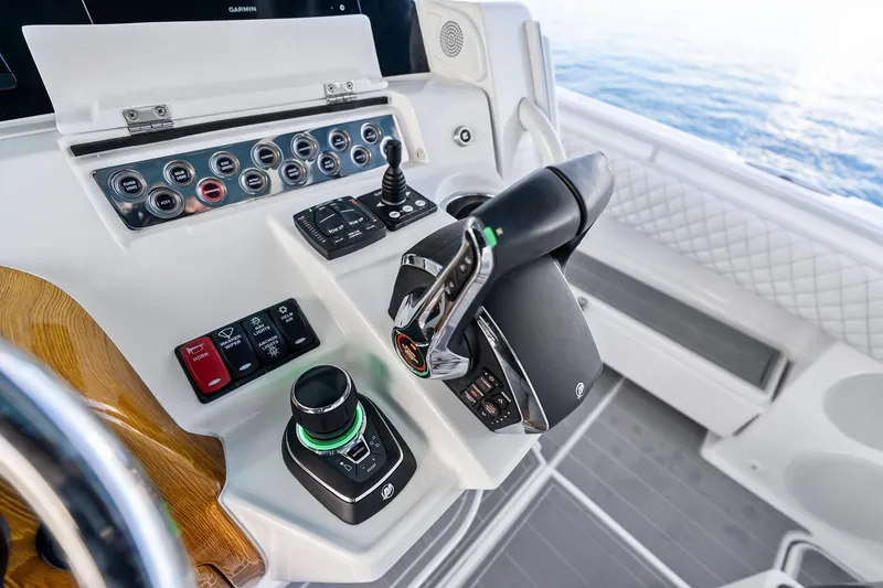 Slide: The Image of Control panel of 2023 HCB 42 Lujo boat with advanced navigation features. - 28
