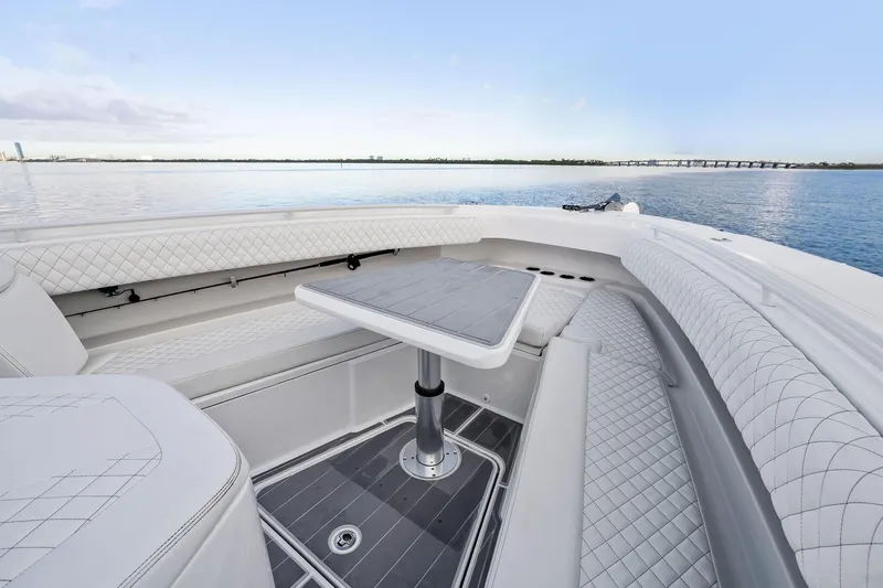 Slide: The Image of Luxurious seating area on 2023 HCB 42 Lujo boat with ocean view. - 34