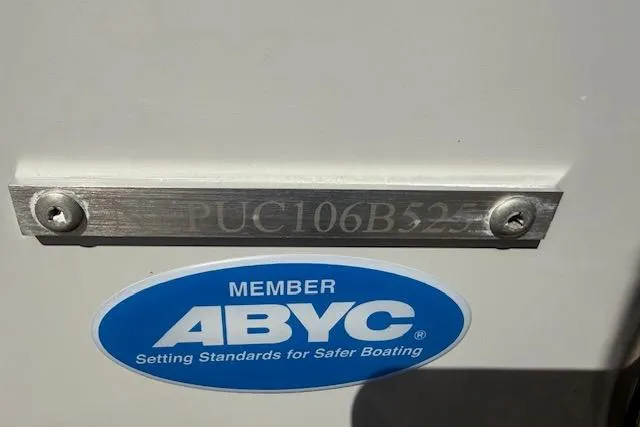 Slide: The Image of 2026 Tidewater 302 CC Adventure with ABYC member plaque and serial number. - 16