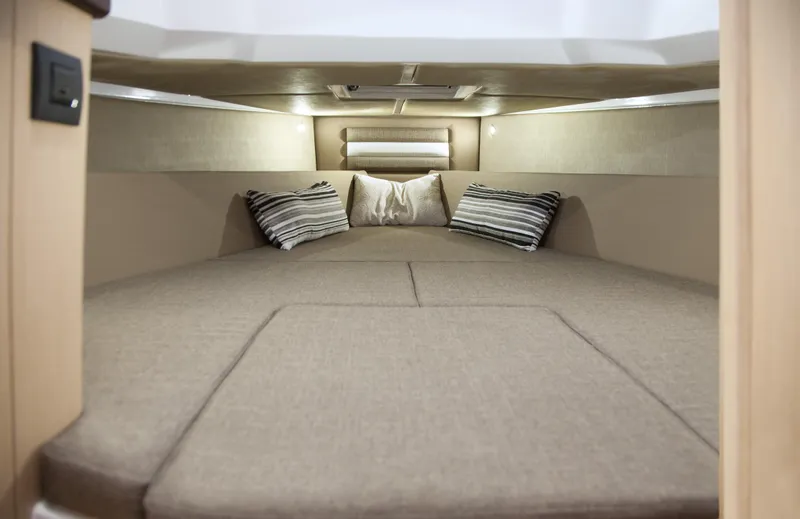 Slide: The Image of Interior cabin of 2025 Ranieri CAYMAN 38.0 EXECUTIVE with cozy bedding. - 39