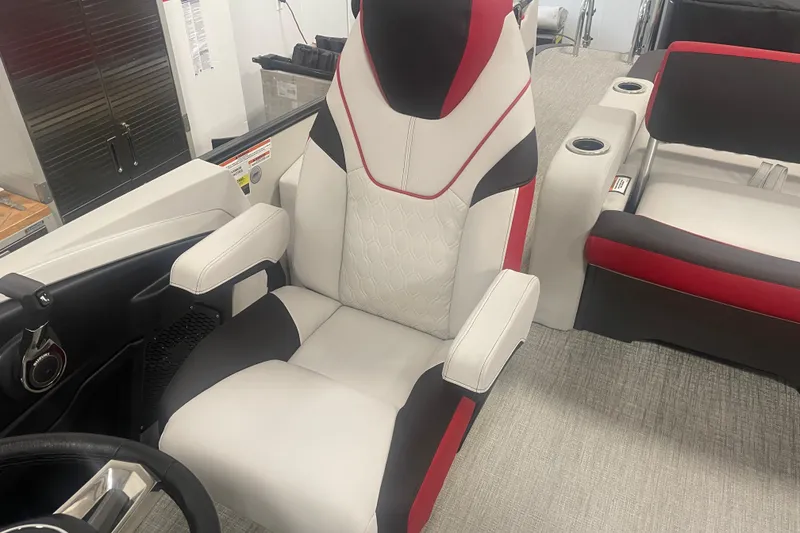 Slide: The Image of Luxurious seating in 2024 Tahoe Pontoon Cascade Versatile Rear Bench with modern design. - 28