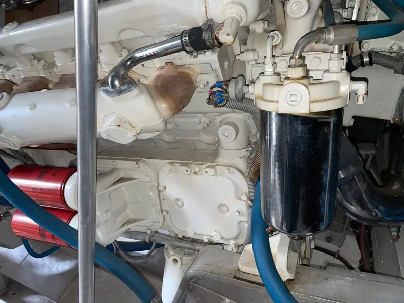 Slide: The Image of Engine room of a 1984 Bertram 54 Convertible boat. - 43