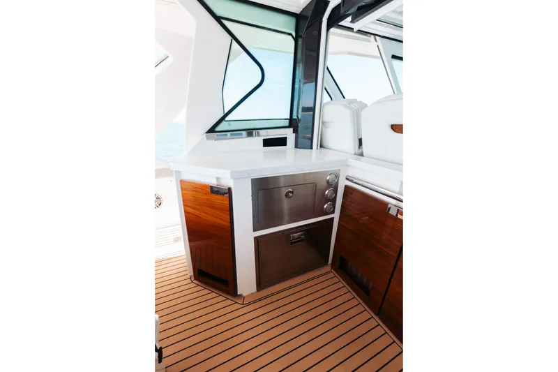 Slide: The Image of Luxurious interior of 2023 Tiara 48 yacht with sleek cabinetry and modern design. - 43