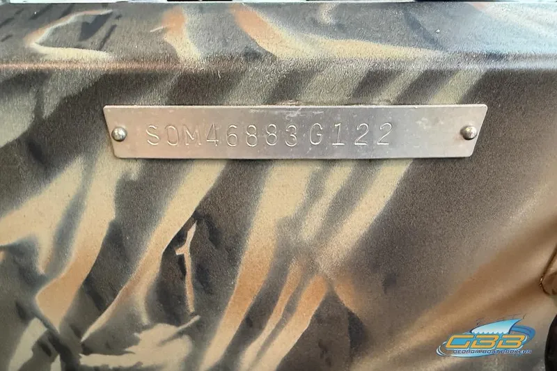 Slide: The Image of Close-up of 2022 SeaArk 180 RXT boat motor mount with Atlas logo. - 25