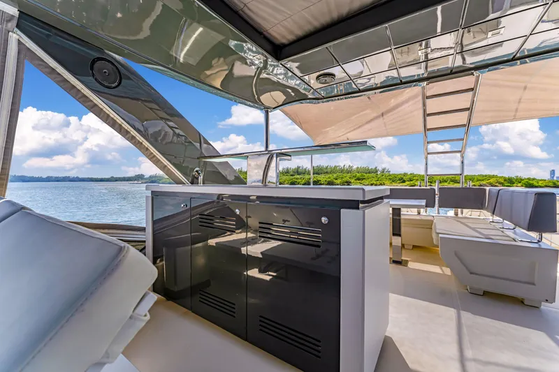 Slide: The Image of Luxurious 2016 Astondoa 80 GLX yacht interior with modern design and scenic water view. - 40