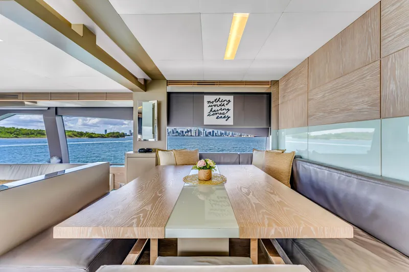 Slide: The Image of Luxurious interior of 2016 Astondoa 80 GLX yacht with elegant dining area and scenic view. - 43