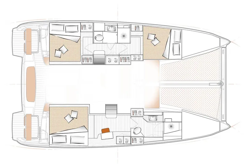 Slide: The Image of Manufacturer Provided Image: Floor plan of the 2026 Excess 11 catamaran, featuring spacious cabins and modern amenities. - 25