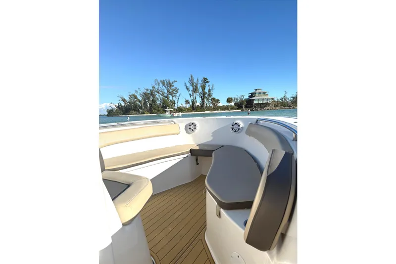 Slide: The Image of Interior view of 2019 Tidewater 220 LXF boat with seating area. - 10