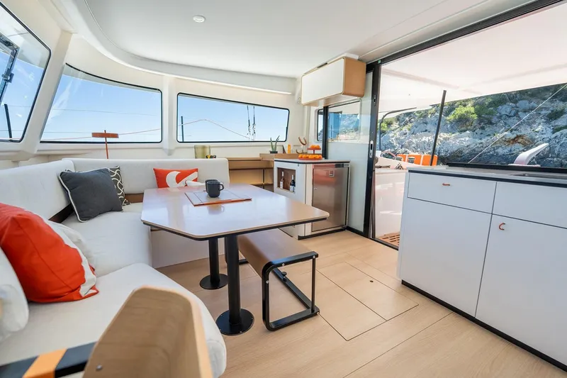 Slide: The Image of Manufacturer Provided Image: Modern interior of 2026 Excess 13 yacht with stylish seating and panoramic windows. - 5