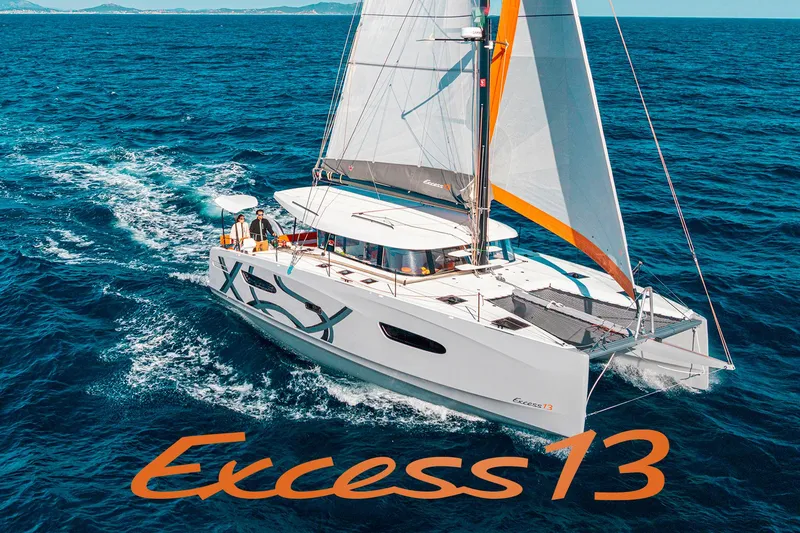 The Image of Sailing catamaran Excess 13, 2026 model, cruising on open sea. - 0