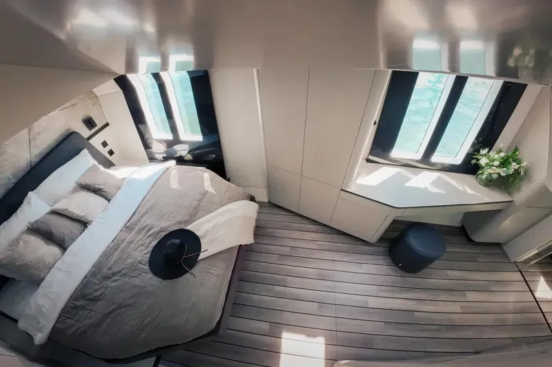 Slide: The Image of Luxurious interior of 2024 Wave Wave60 yacht with modern seating and elegant decor. - 19