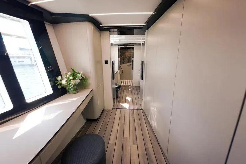 Slide: The Image of Luxurious interior of 2024 Wave Wave60 yacht, featuring modern design and elegant lighting. - 22