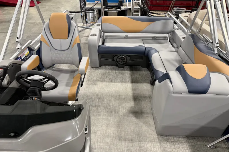 Slide: The Image of 2026 Avalon 2385 LSZ VRB boat interior with stylish seating and modern steering console. - 5