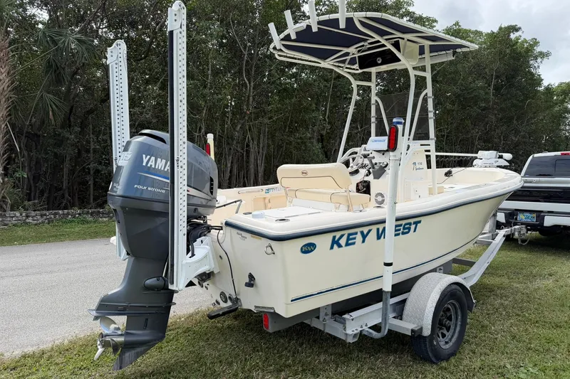 Slide: The Image of 2007 Key West 176 Sportsman CC boat on trailer with Yamaha outboard motor. - 3