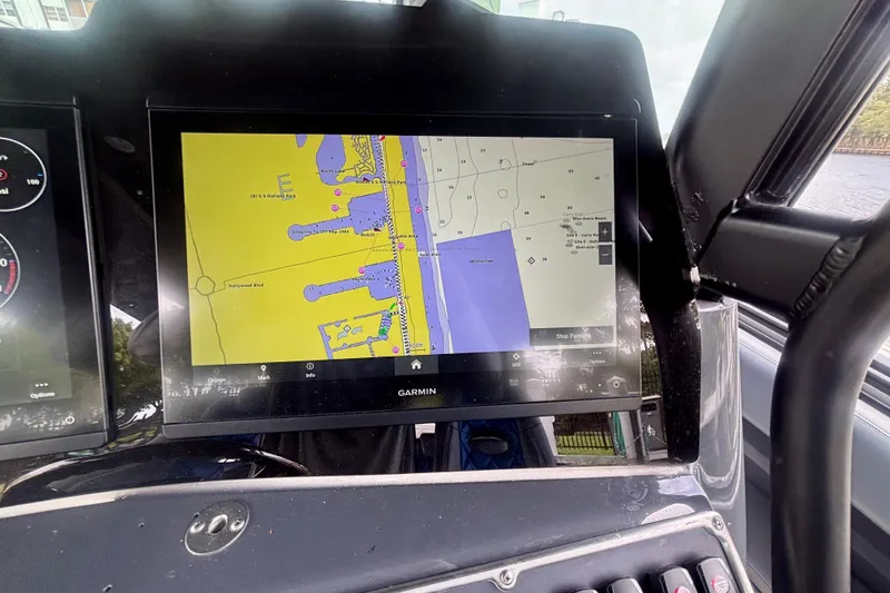 Slide: The Image of Garmin navigation display on 2016 Hydra-Sports 4200 Siesta boat dashboard. - 22