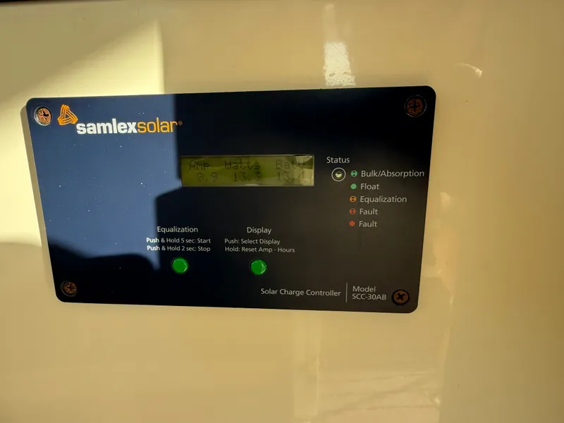 Slide: The Image of Samlex solar charge controller on Eastern 27 Islander Hardback 2018. - 19