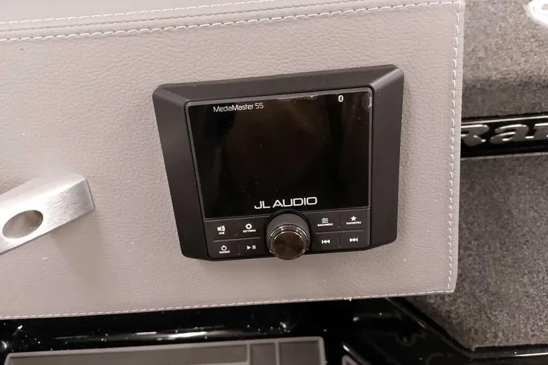 Slide: The Image of JL Audio MediaMaster 55 installed on 2026 Ranger 620xFS Pro boat dashboard. - 24
