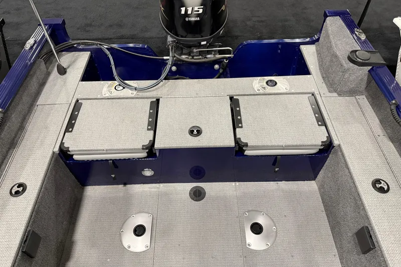 Slide: The Image of 2025 G3 Angler V178 F boat interior with Yamaha motor, featuring storage compartments. - 3