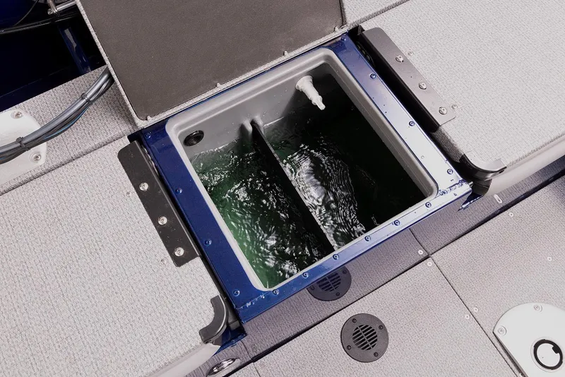 Slide: The Image of Manufacturer Provided Image: 2025 G3 Angler V178 F boat livewell with water, showcasing interior design and functionality. - 8