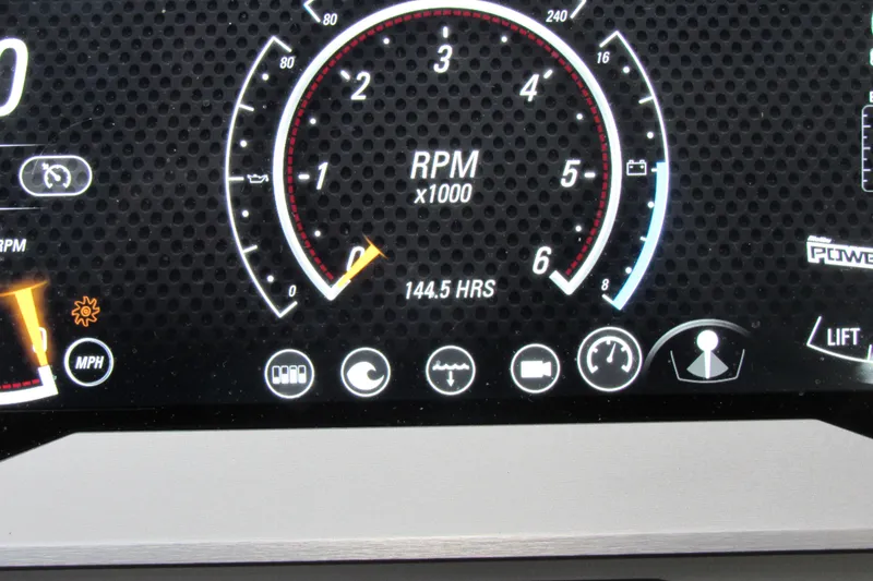 Slide: The Image of 2024 Malibu M220 dashboard displaying RPM gauge and 144.5 engine hours. - 9