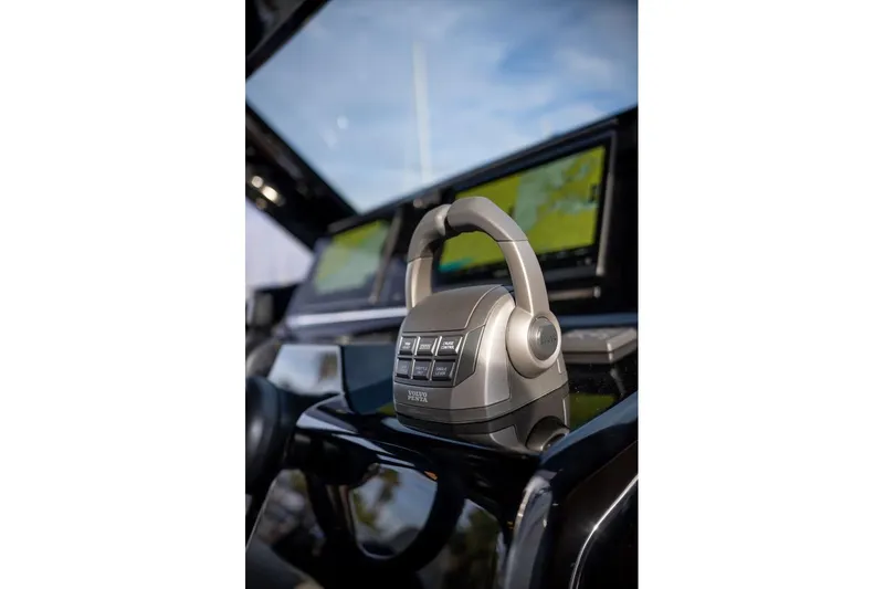 Slide: The Image of Control panel of 2026 Solaris Power 44 Sport Turismo yacht with navigation screens. - 14