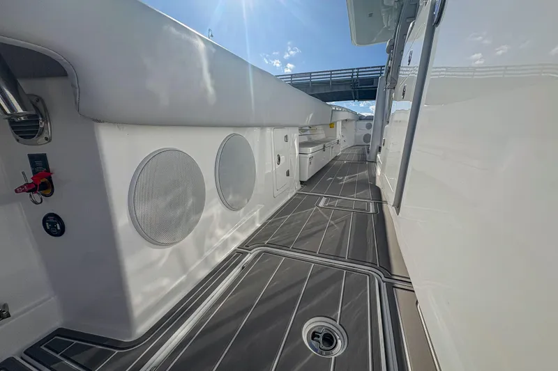 Slide: The Image of 2024 HCB 53 Sueños boat deck with sleek design and modern features. - 40