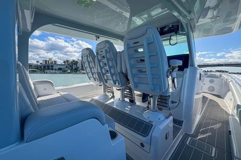 Slide: The Image of 2024 HCB 53 Sueños boat interior with luxurious seating and modern design. - 43