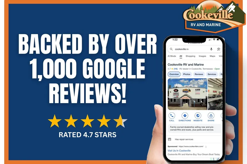 Slide: The Image of Cookeville RV and Marine, highly rated with over 1,000 Google reviews, 4.7 stars. - 3