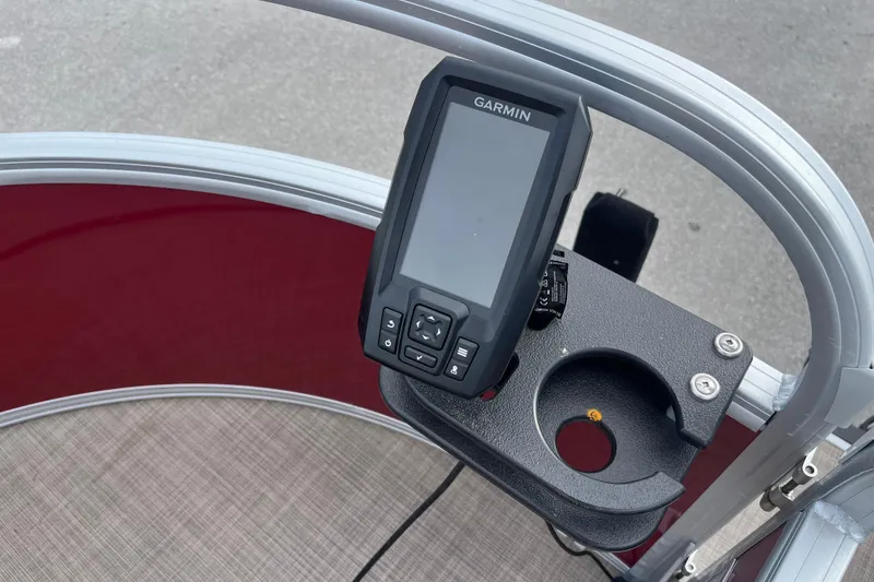 Slide: The Image of Garmin device on 2025 Sun Tracker Bass Buggy 16 XL Select boat console. - 20