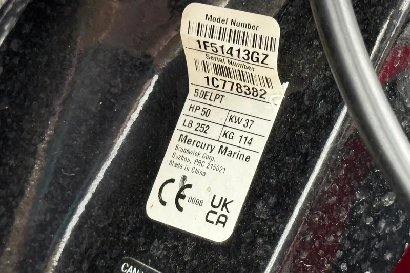 Slide: The Image of Label on 2025 Tracker Bass Tracker Classic XL, showing model and serial numbers. - 11