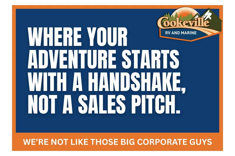 Slide: The Image of Cookeville RV and Marine ad: 'Where your adventure starts with a handshake, not a sales pitch.' - 3