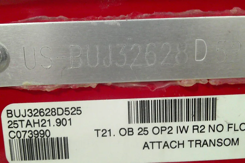 Slide: The Image of 2025 Tahoe T21 identification plate with serial number and barcode details. - 16