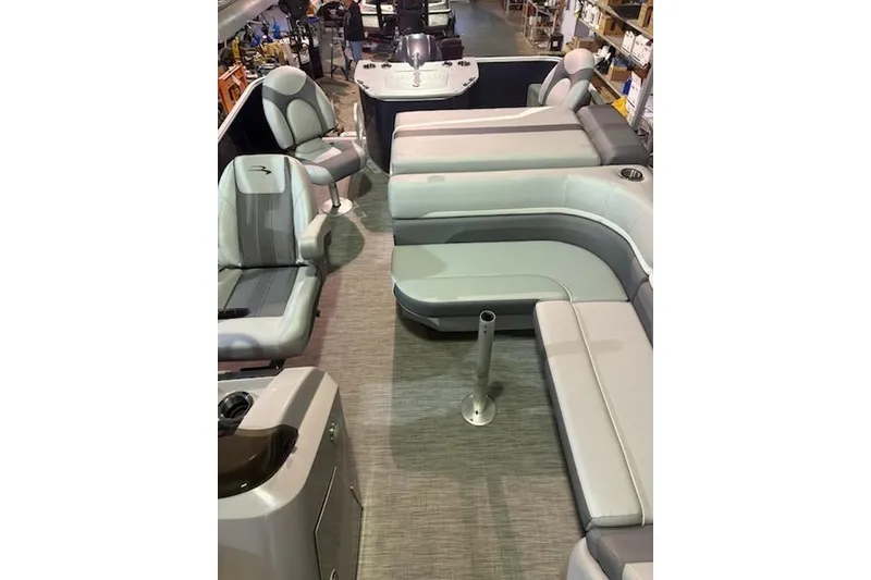 Slide: The Image of 2020 Bennington 21SSX pontoon boat interior with spacious seating and modern design. - 20