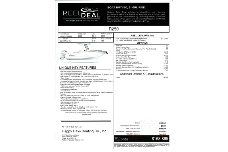 The Image of 2026 Robalo R250 Center Console boat brochure with pricing and features. - 0