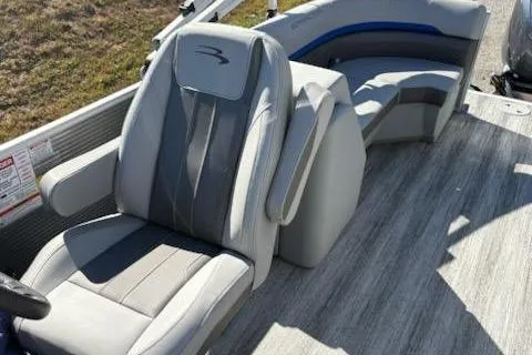 Slide: The Image of 2025 Bennington 22SXSR boat interior with modern seating and sleek design. - 12