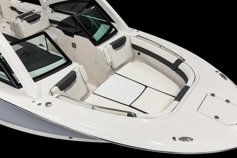 Slide: The Image of Manufacturer Provided Image: 2026 Robalo R277 Dual Console boat with luxurious seating and sleek design. - 4
