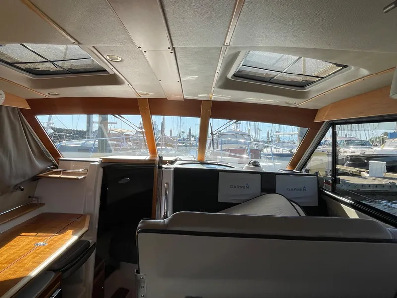Slide: The Image of Interior of a 2019 Cutwater C-30 Sedan with harbor view. - 25