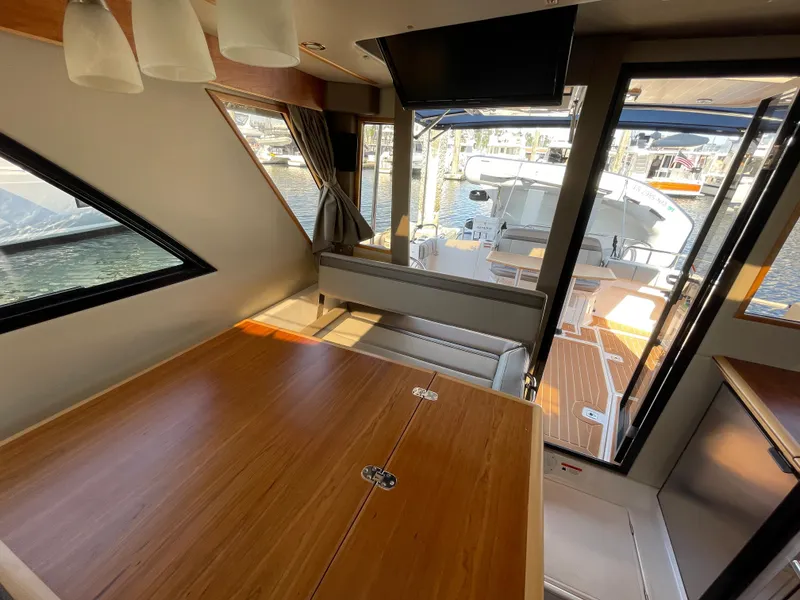 Slide: The Image of Interior of 2019 Cutwater C-30 Sedan with view of the deck. - 26