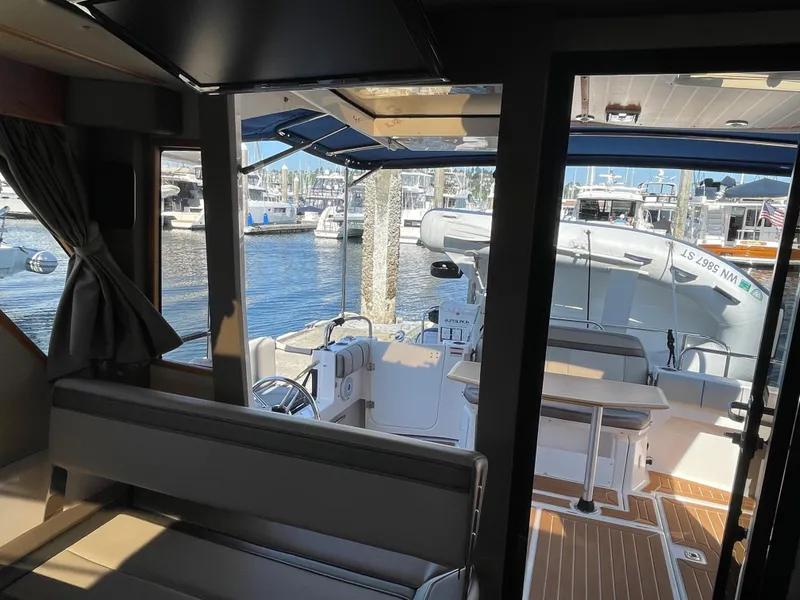Slide: The Image of Interior view of 2019 Cutwater C-30 Sedan yacht in harbor. - 33