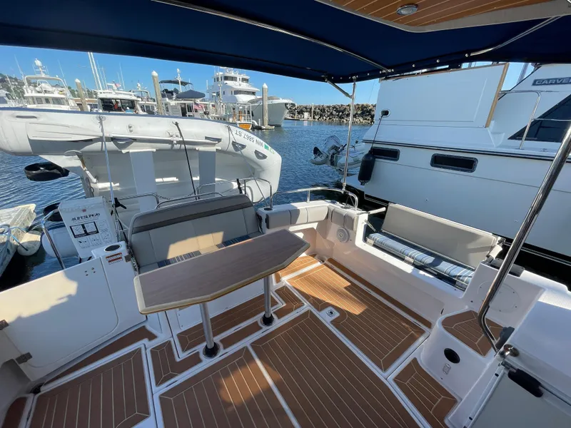Slide: The Image of 2019 Cutwater C-30 Sedan yacht docked with modern interior. - 40