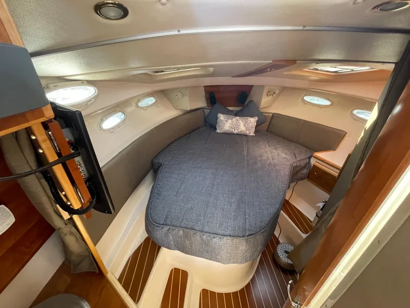 Slide: The Image of Interior of 2019 Cutwater C-30 Sedan with cozy bed. - 7