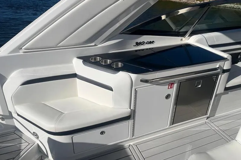 Slide: The Image of 2026 Formula 360 Crossover Bowrider I/O interior with sleek seating and modern amenities. - 18