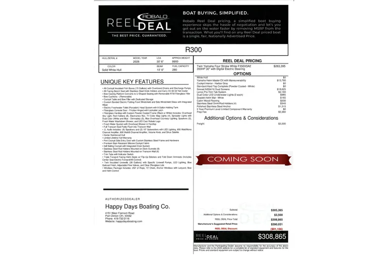 The Image of 2026 Robalo R300 Center Console boat pricing and features, coming soon announcement. - 0