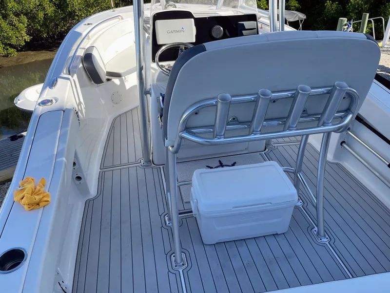 Slide: The Image of Interior view of a 2017 Tidewater 220 boat with Garmin equipment. - 14