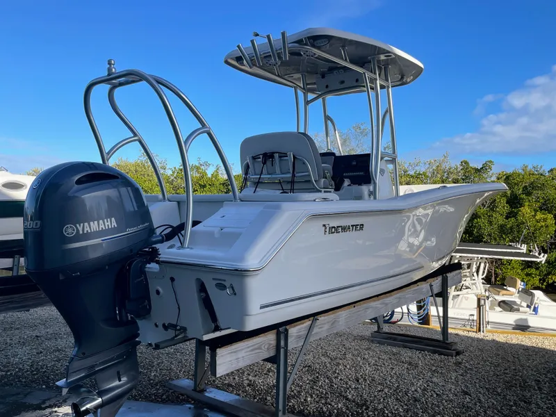 Slide: The Image of 2017 Tidewater 220 boat with Yamaha engine, side view. - 2