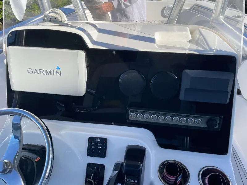Slide: The Image of Dashboard of a 2017 Tidewater 220 with Garmin navigation system. - 26